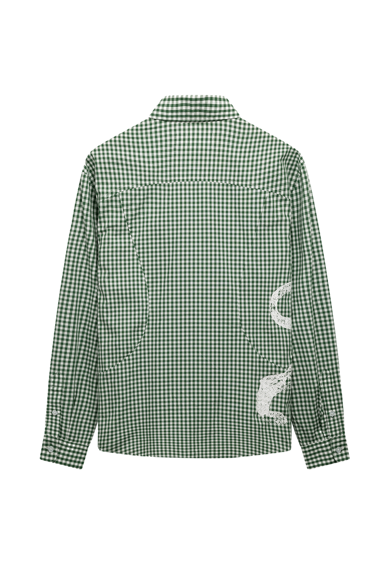Lion Button Shirt | Dark Green Check