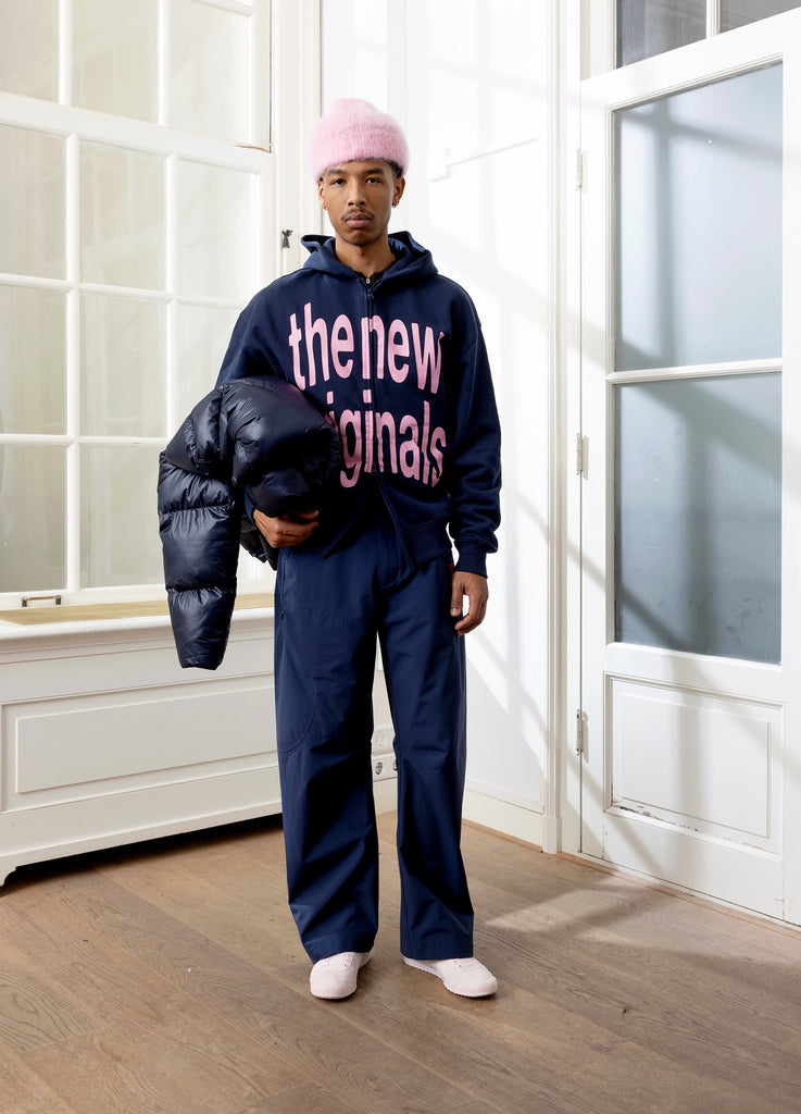 Big Logo Zip Up Hoodie Navy Blue / Pink