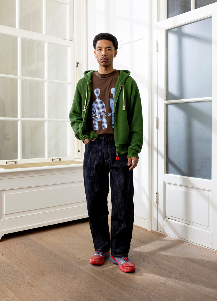 Chunky Knit Zip Up Hoodie Forest Elf