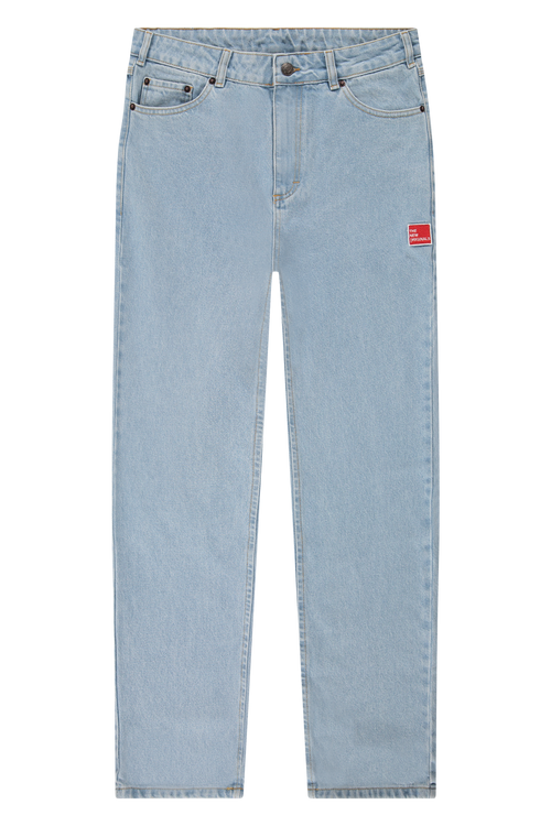 9-Dots Relaxed Jeans Raw Denim Pinstripe | Light wash blue