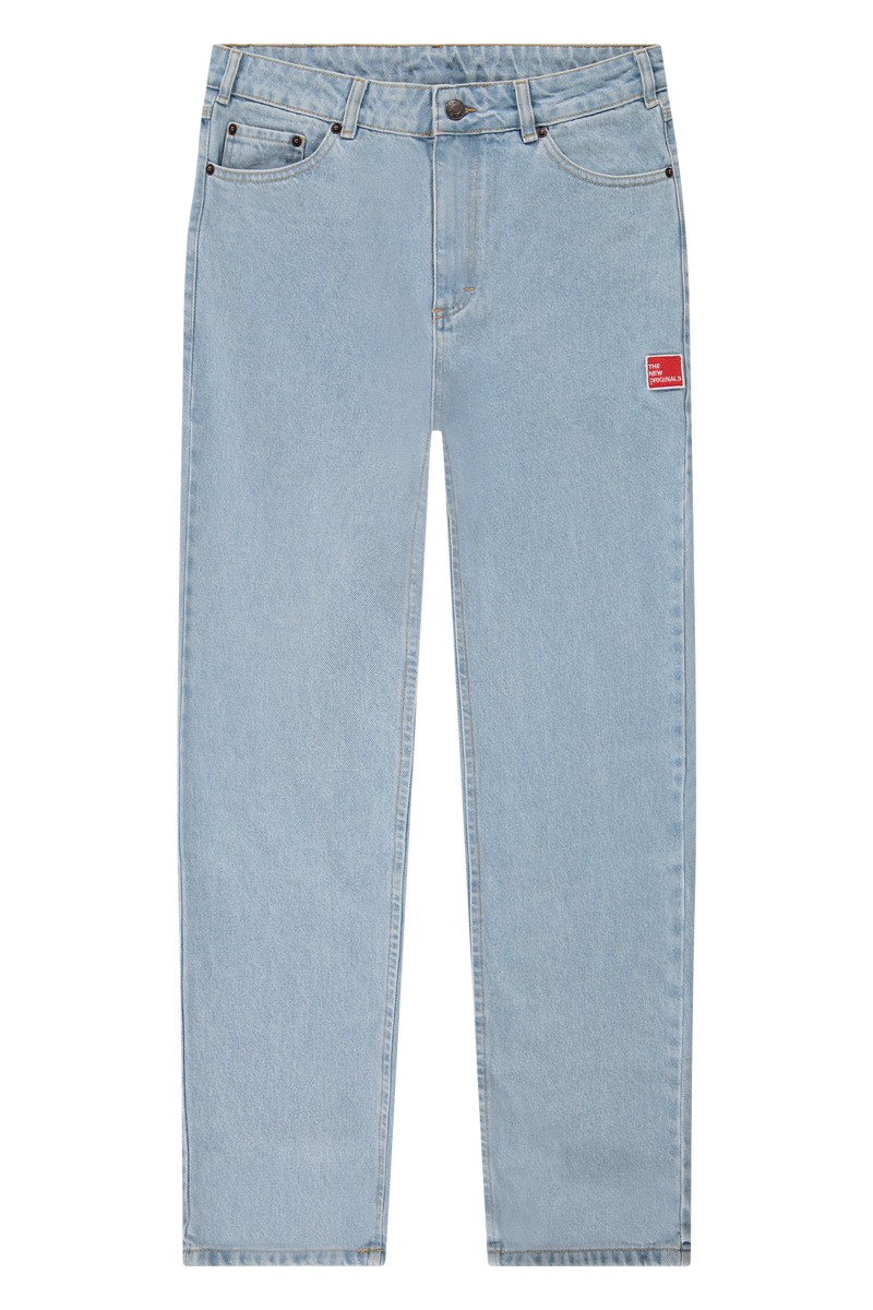 9-Dots Relaxed Jeans Raw Denim Pinstripe | Light wash blue
