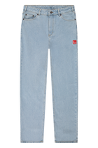 9-Dots Relaxed Jeans Raw Denim Pinstripe | Light wash blue