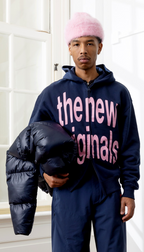 Big Logo Zip Up Hoodie Navy Blue / Pink