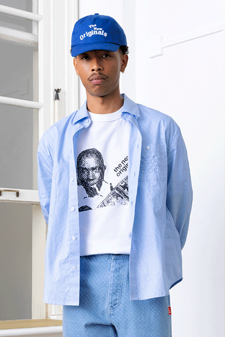 Checkered Curve Shirt Light Blue