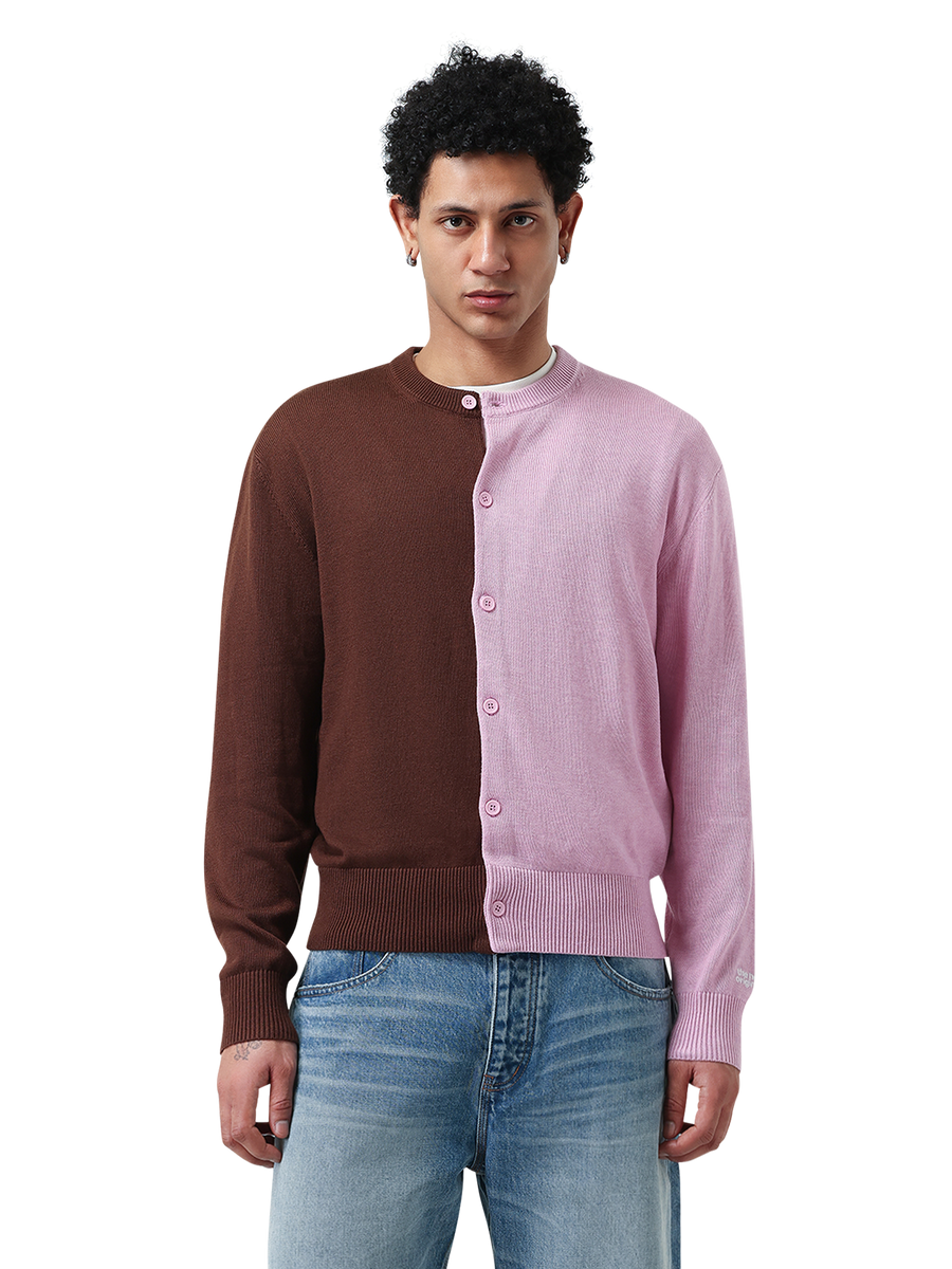 Duo Cardigan | Light Pink/ Brown
