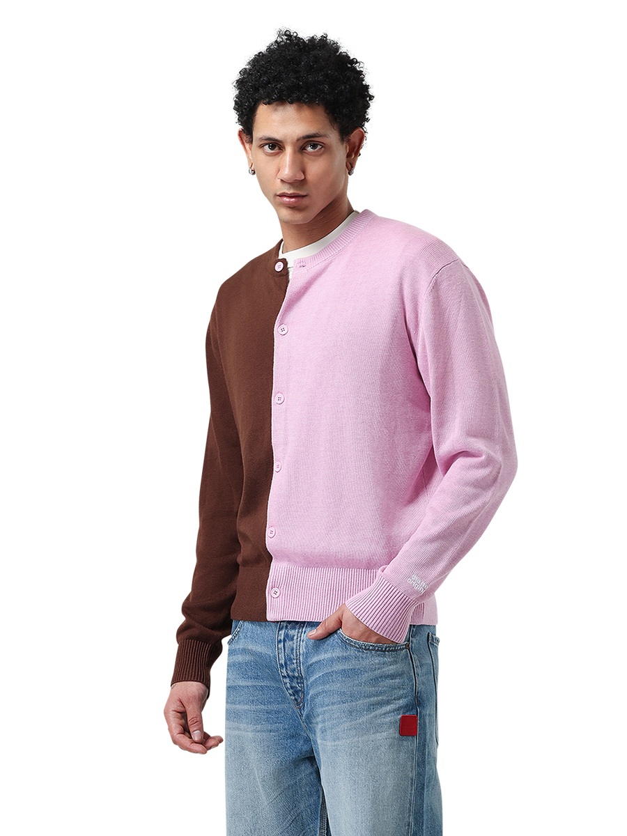 Duo Cardigan | Light Pink/ Brown
