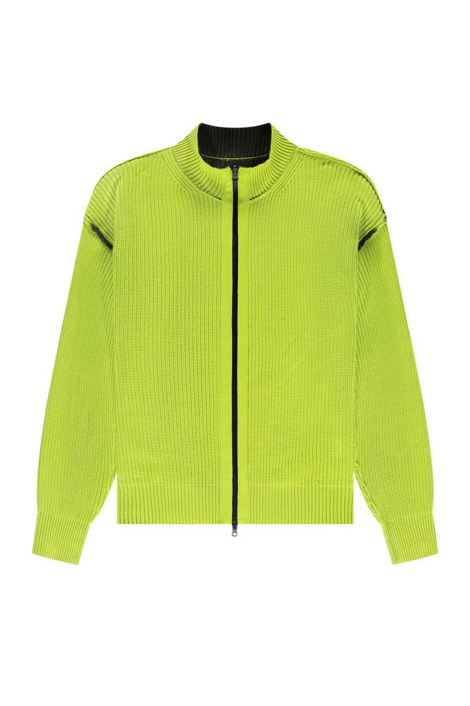Fisherman Zip Up Crewneck Lime Punch/Black