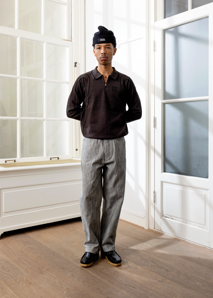 Innerspace Long Sleeve Polo Brown Melange/Black