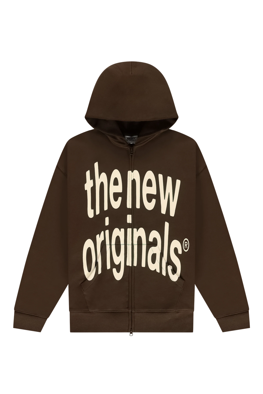 Big Logo Zip Up Hoodie Acid Brown Front-1