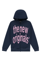 Big Logo Zip Up Hoodie Navy Blue / Pink
