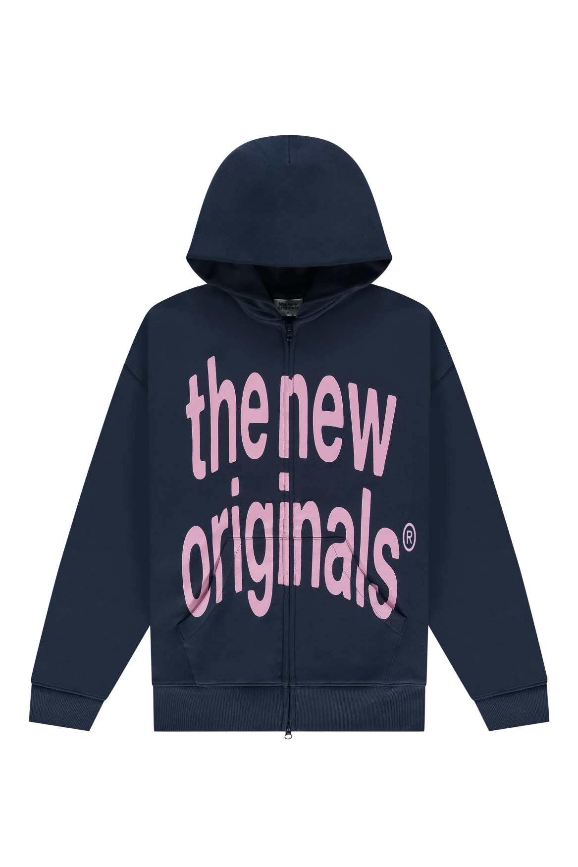 Big Logo Zip Up Hoodie | Navy Blue / Pink