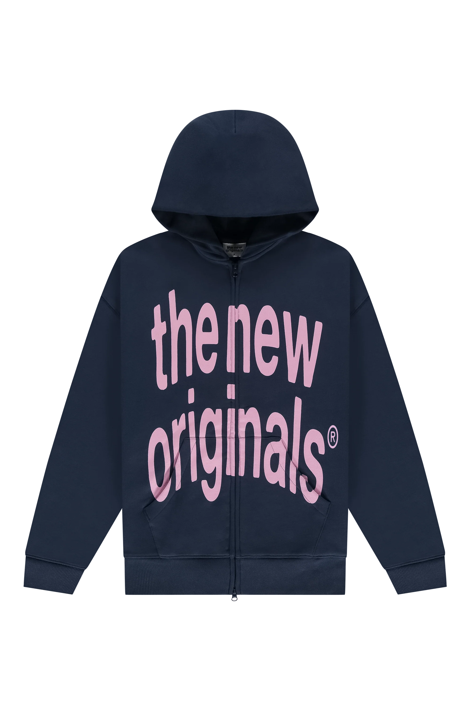 Big Logo Zip Up Hoodie Navy Blue / Pink