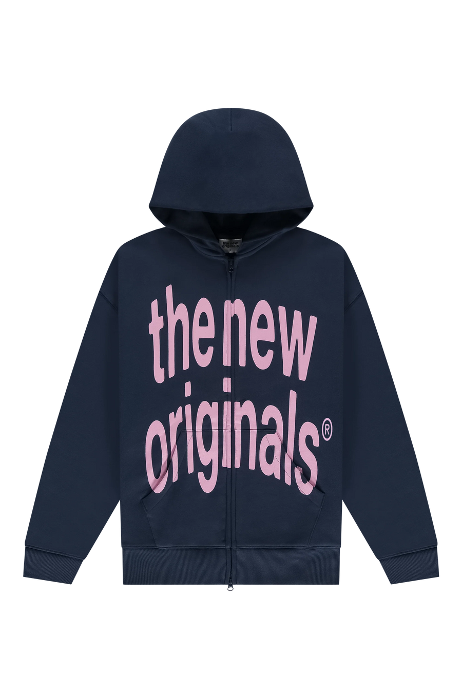 Big Logo Zip Up Hoodie Navy Blue / Pink