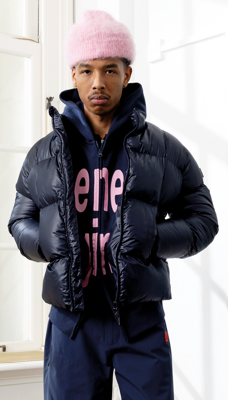 9-Dots Curve Puffer Navy Blue