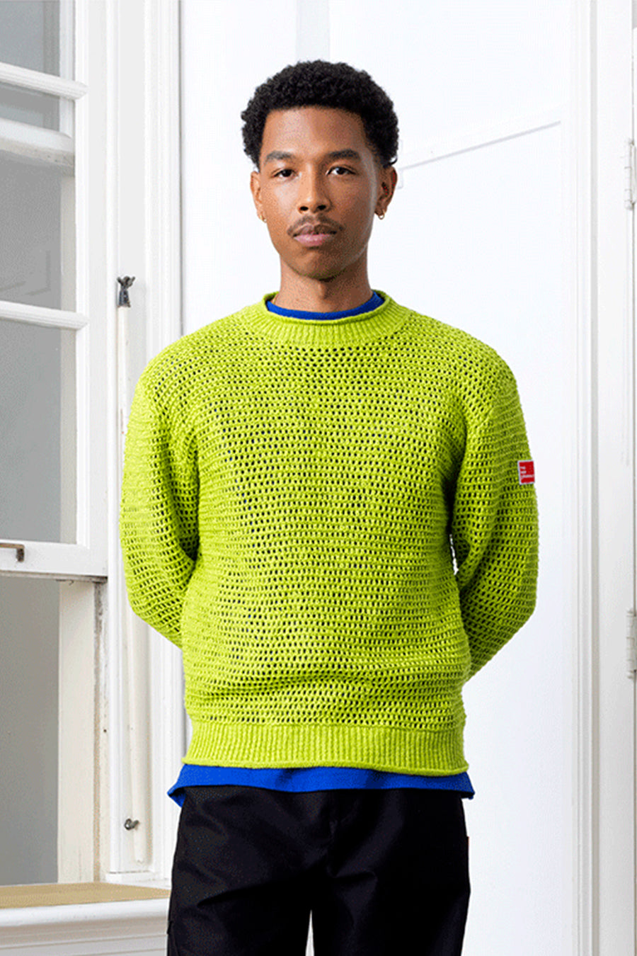 Open Knit Crewneck Light Slub Lime Punch