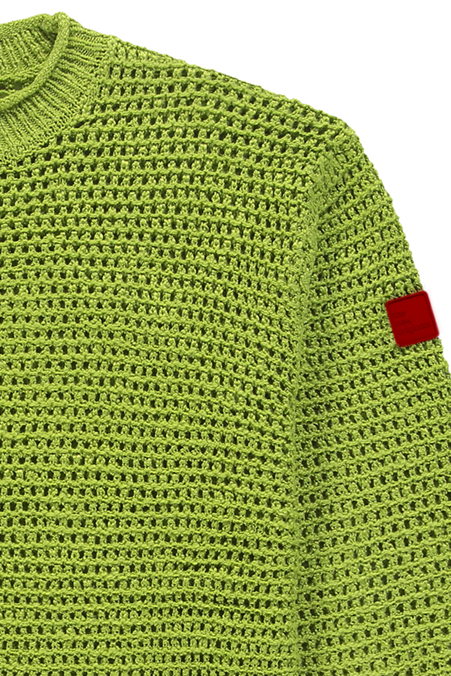 Open Knit Crewneck Light Slub Lime Punch