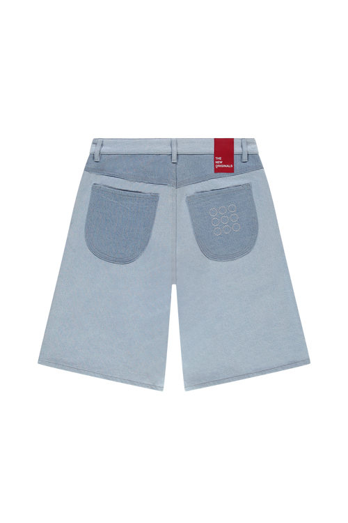 9-Dots Denim Shorts | Light wash blue