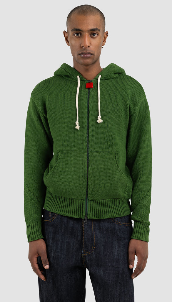 Chunky Knit Zip Up Hoodie Forest Elf