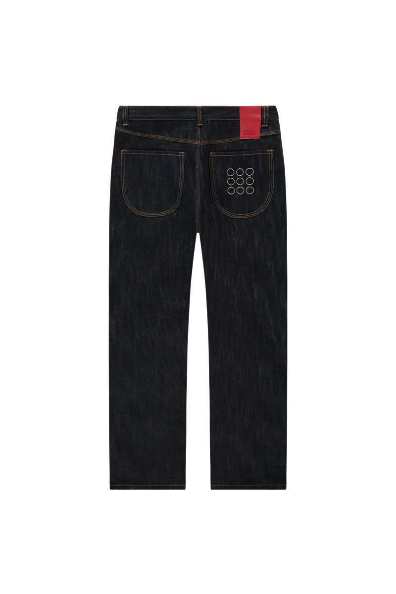 9-Dots Relaxed Jeans | Slub denim