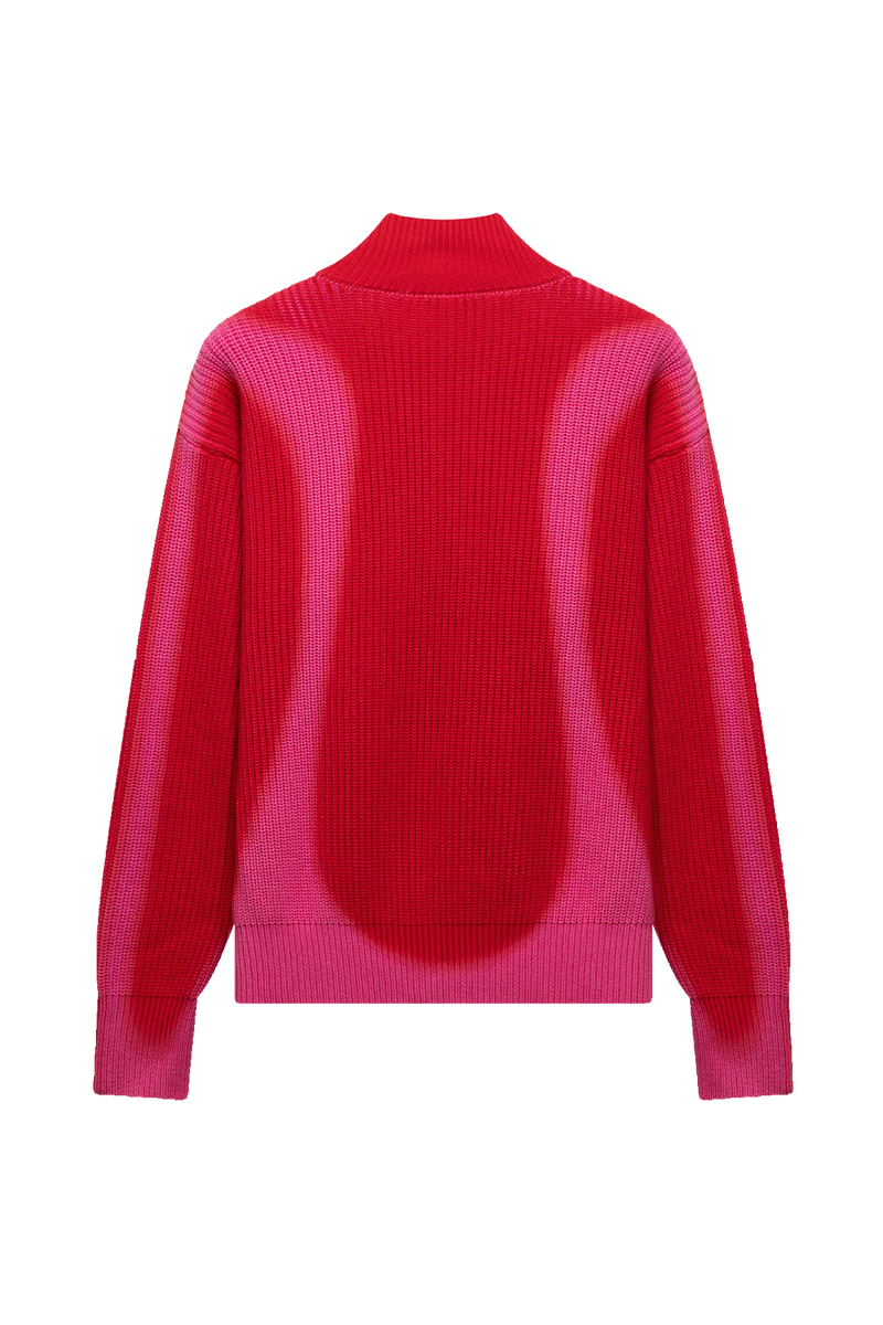 Fisherman Curve Zip Sweater | Red/Pink