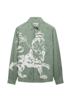 Lion Button Shirt | Dark Green Check