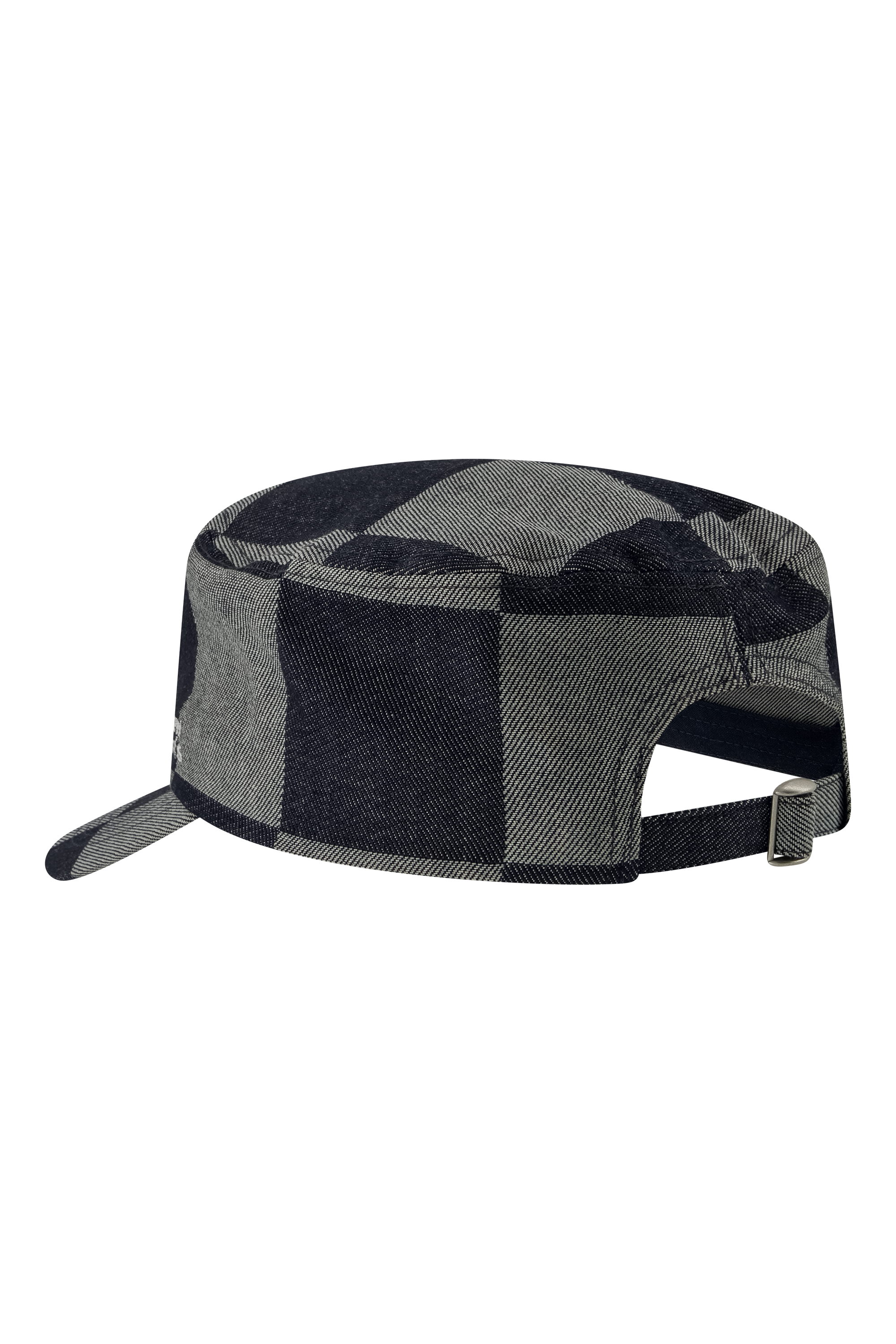 Emblem Denim Cap Checkered Raw Denim