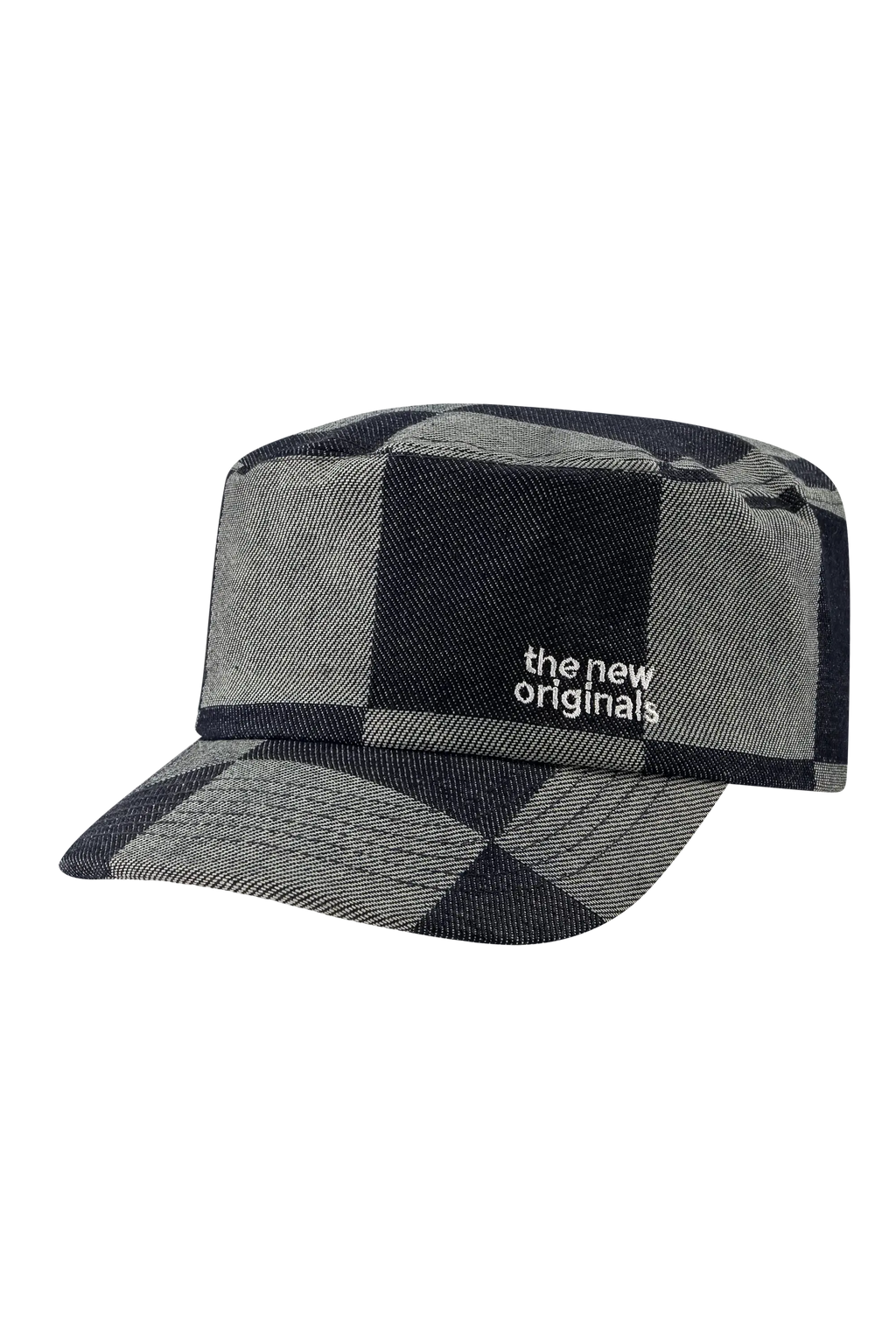 Emblem Denim Cap Checkered Raw Denim