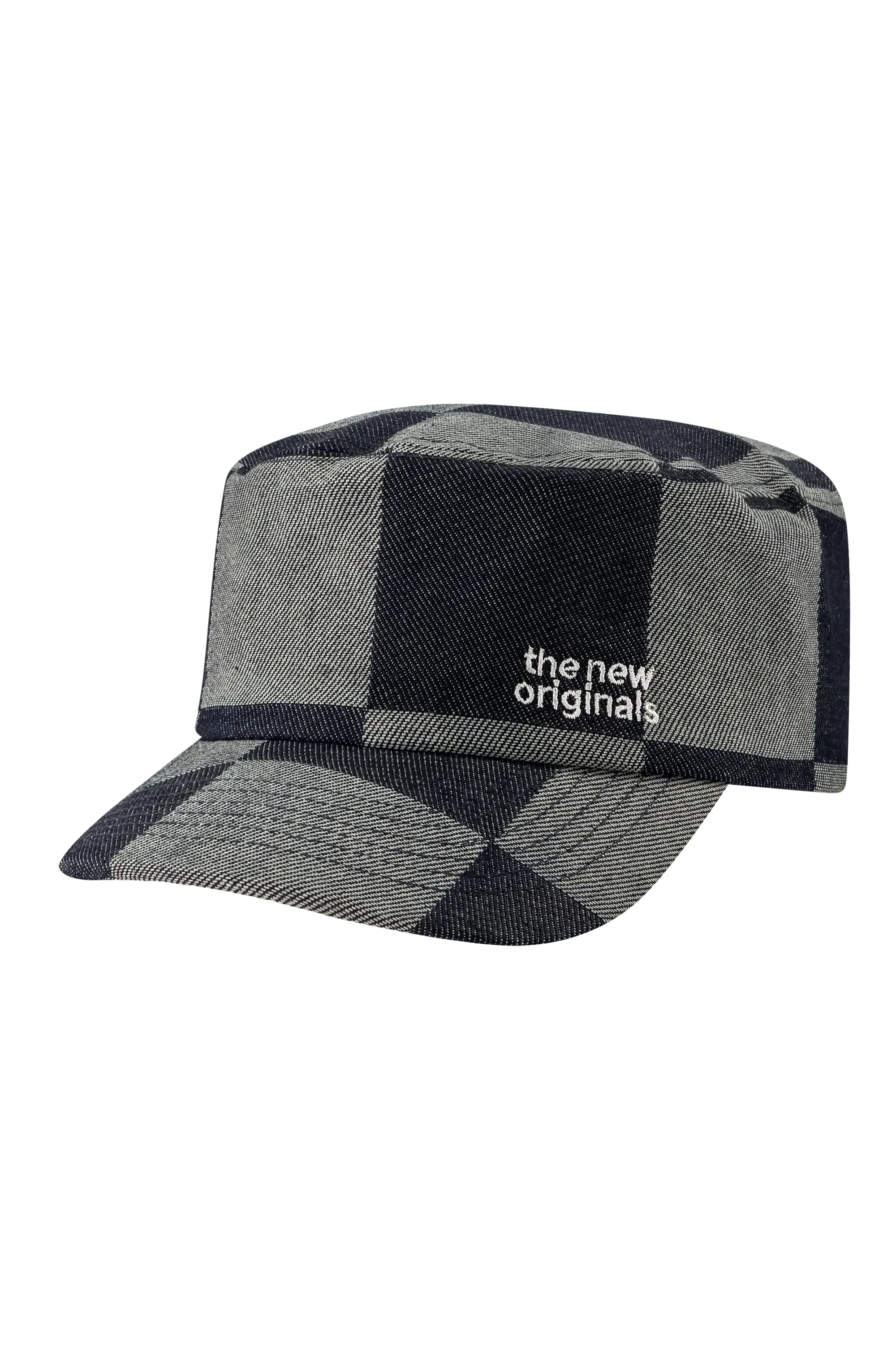 Emblem Denim Cap Checkered Raw Denim
