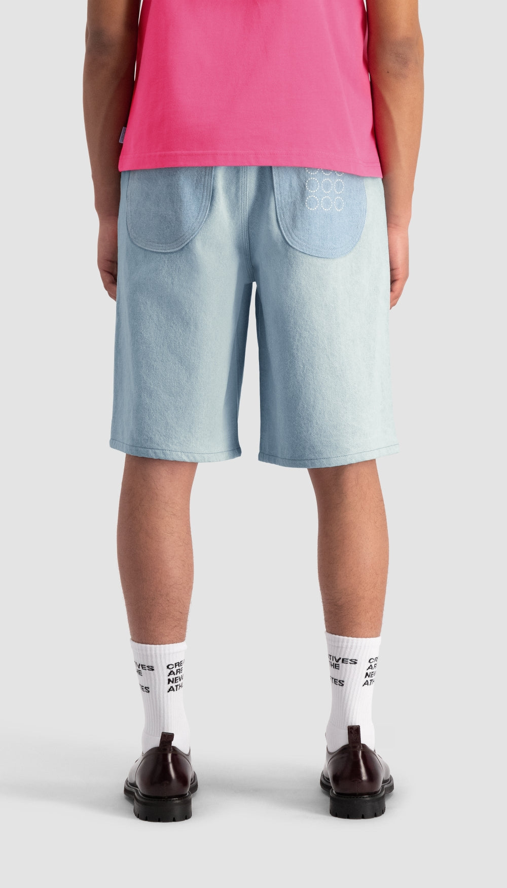 9-Dots Denim Shorts | Light wash blue