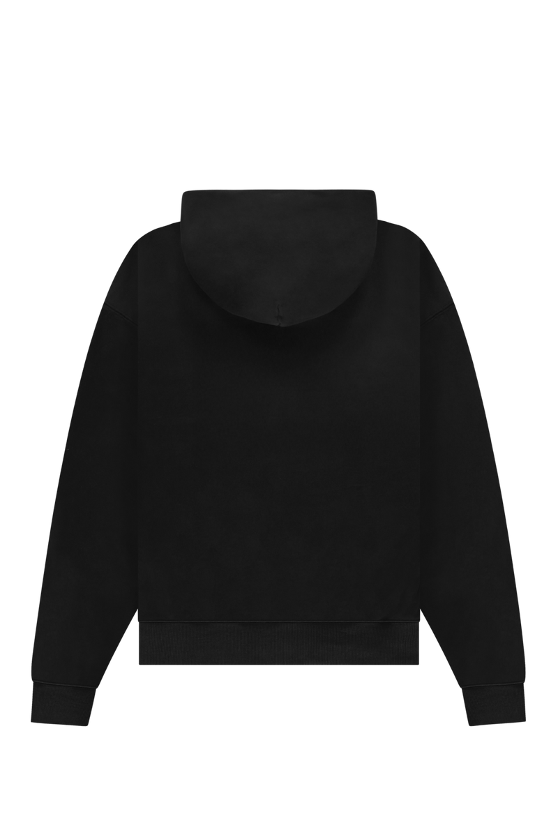 Emblem Zip Up Hoodie | Black