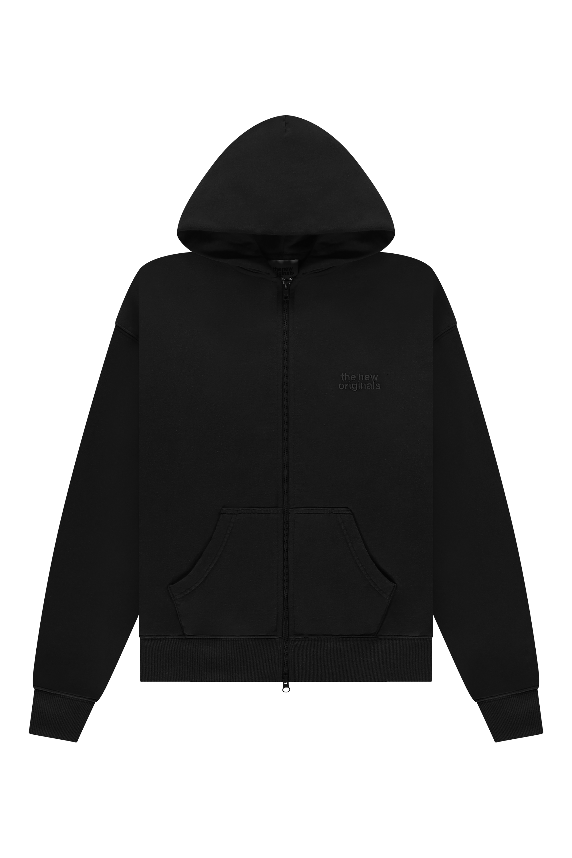 Emblem Zip Up Hoodie Black