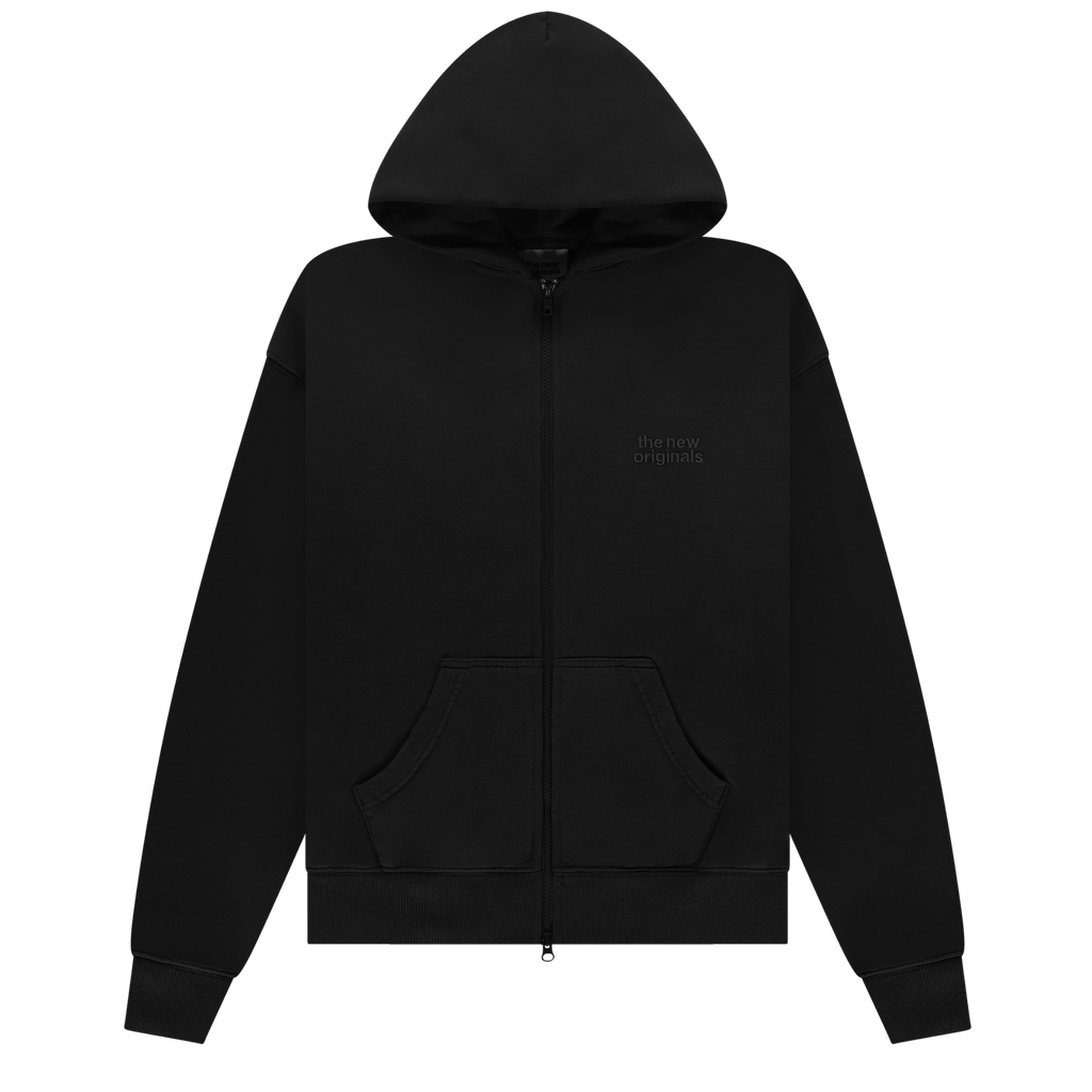 Emblem Zip Up Hoodie Black