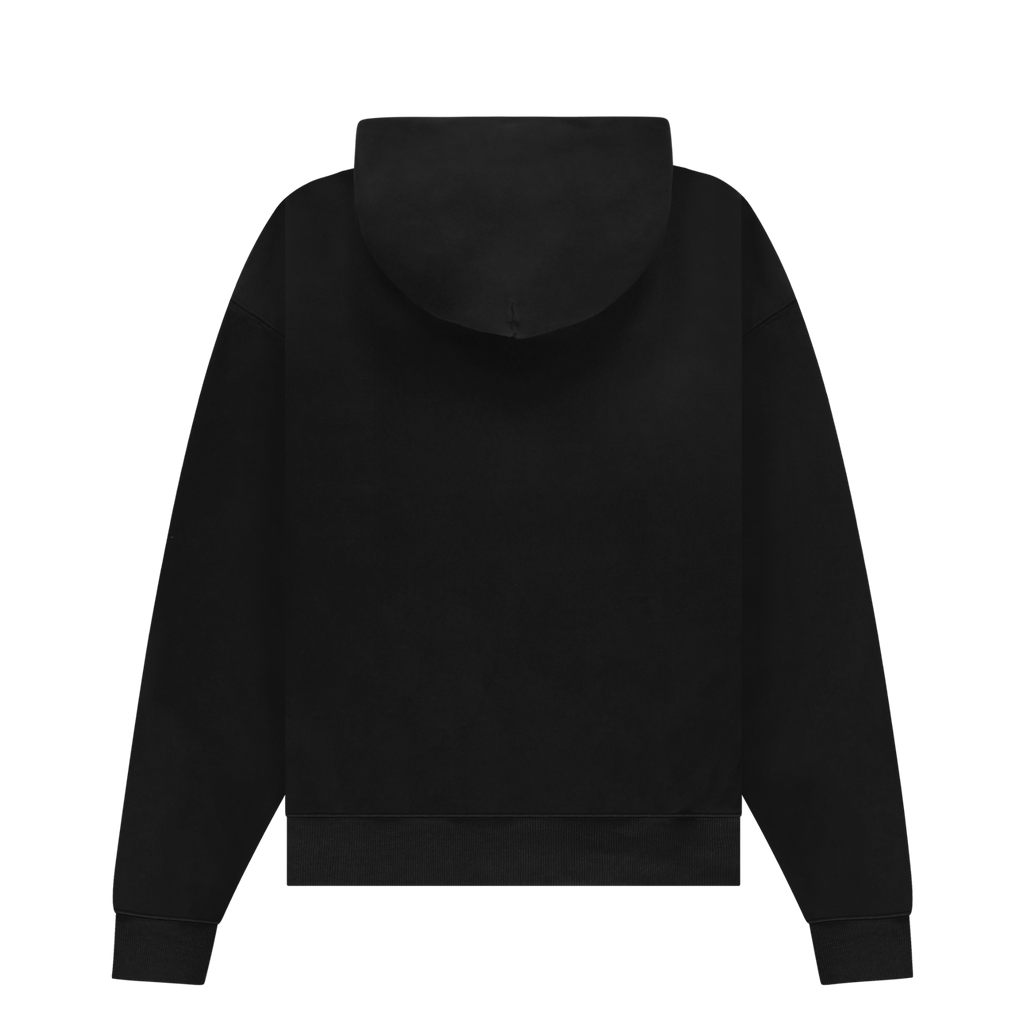 Emblem Zip Up Hoodie Black