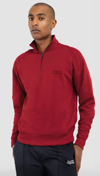 Emblem Half-Zip Sweater Red