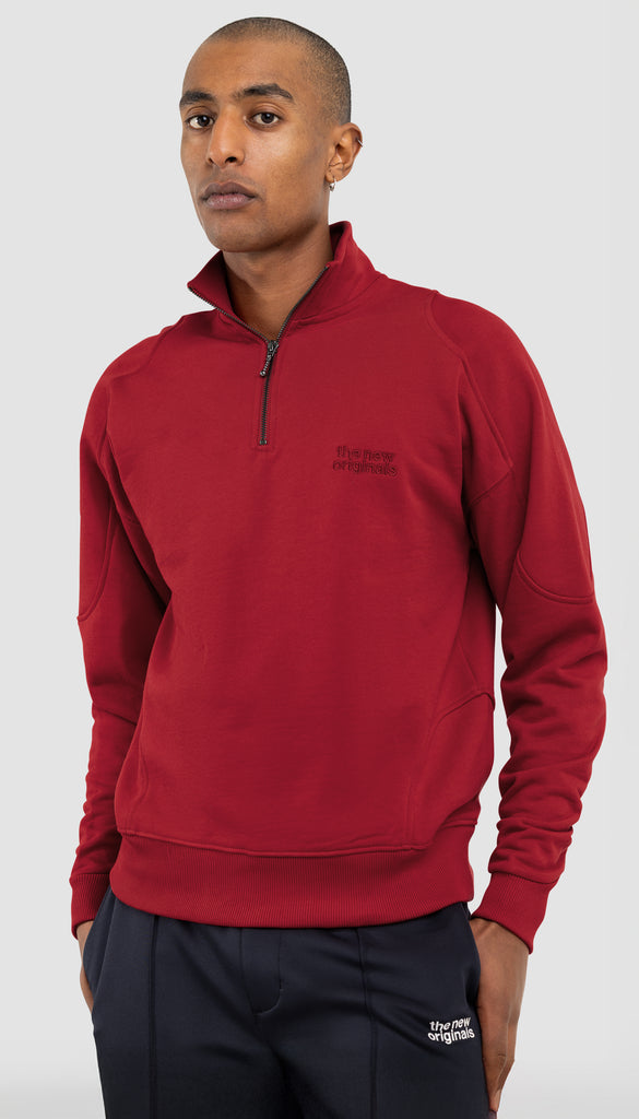 Emblem Half-Zip Sweater Red