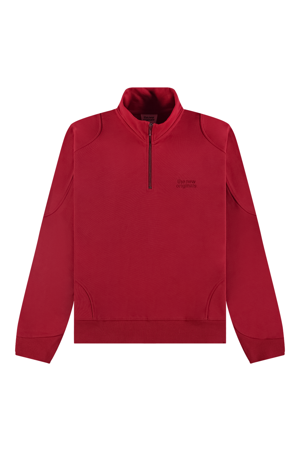 Emblem Half-Zip Sweater Red Front -1