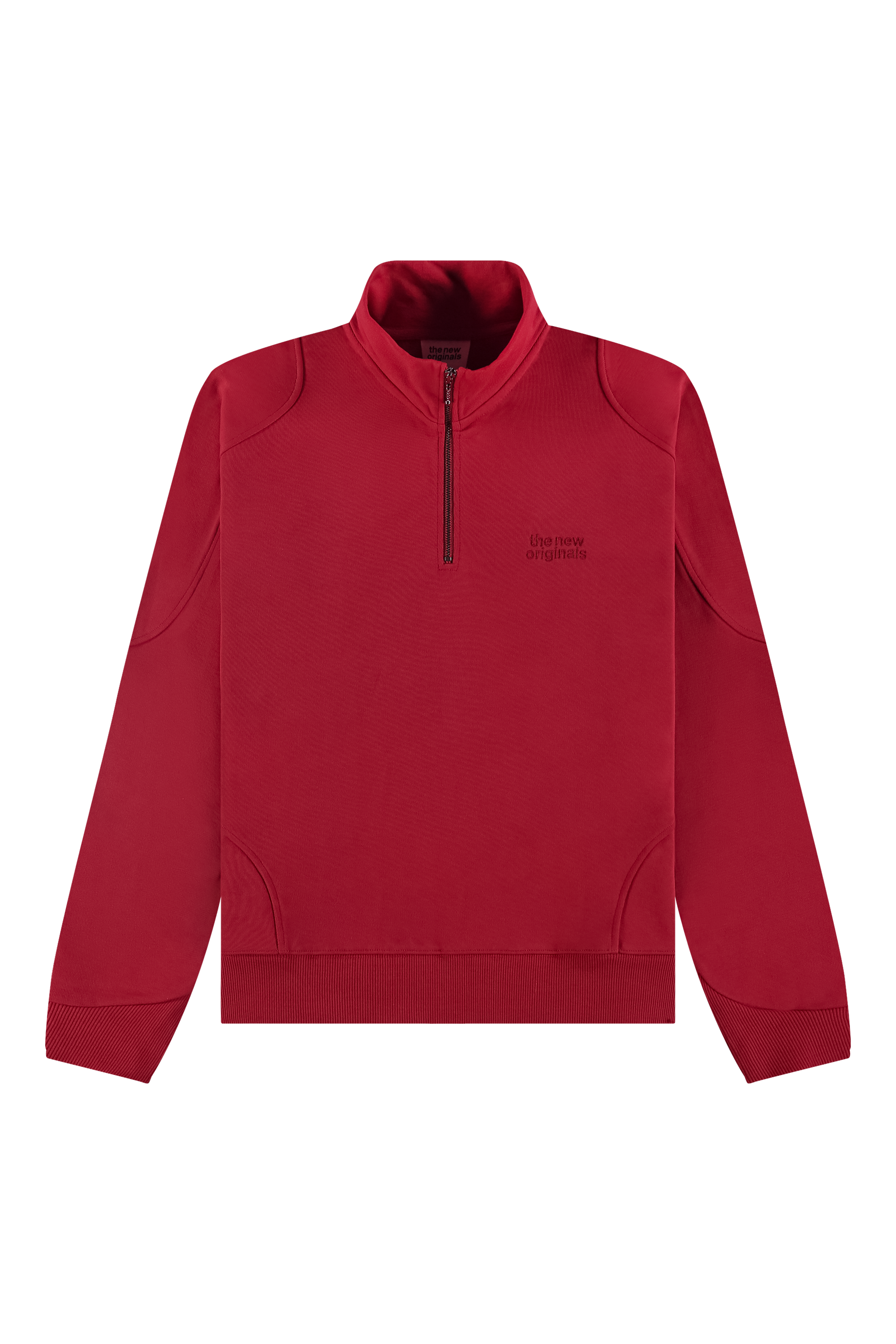 Emblem Half-Zip Sweater Red Front -1
