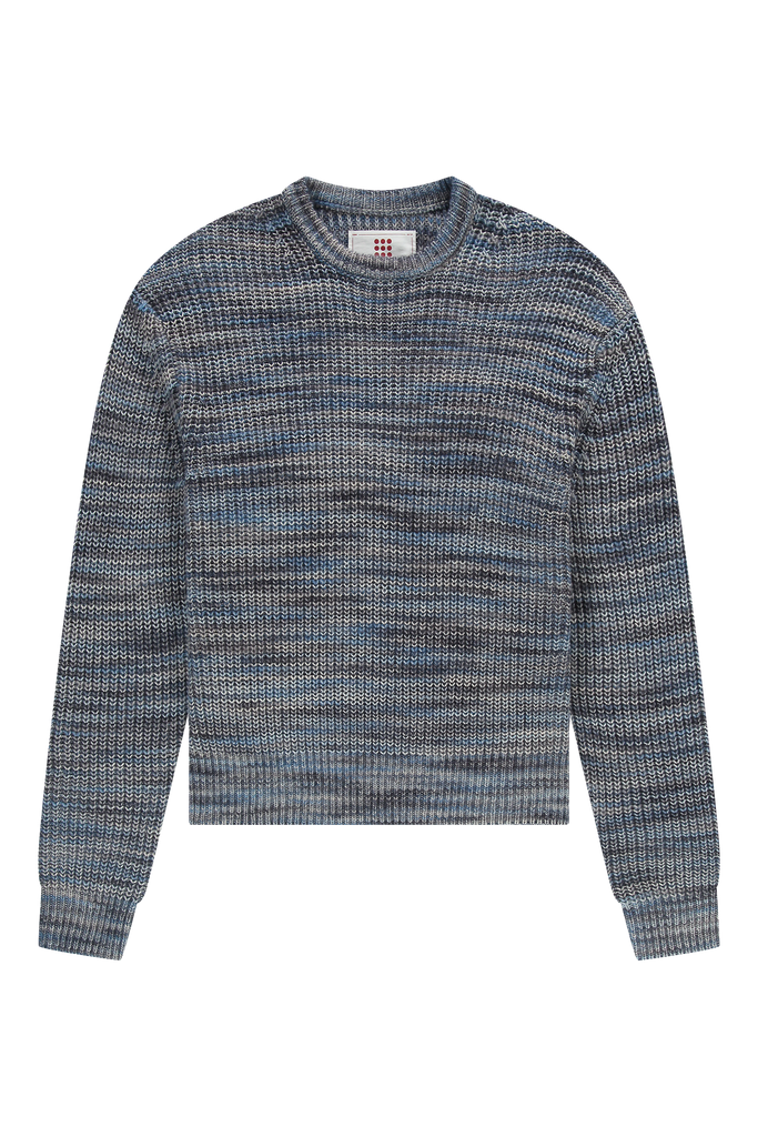 Fisherman Rib Knit Crewneck Navy Melange