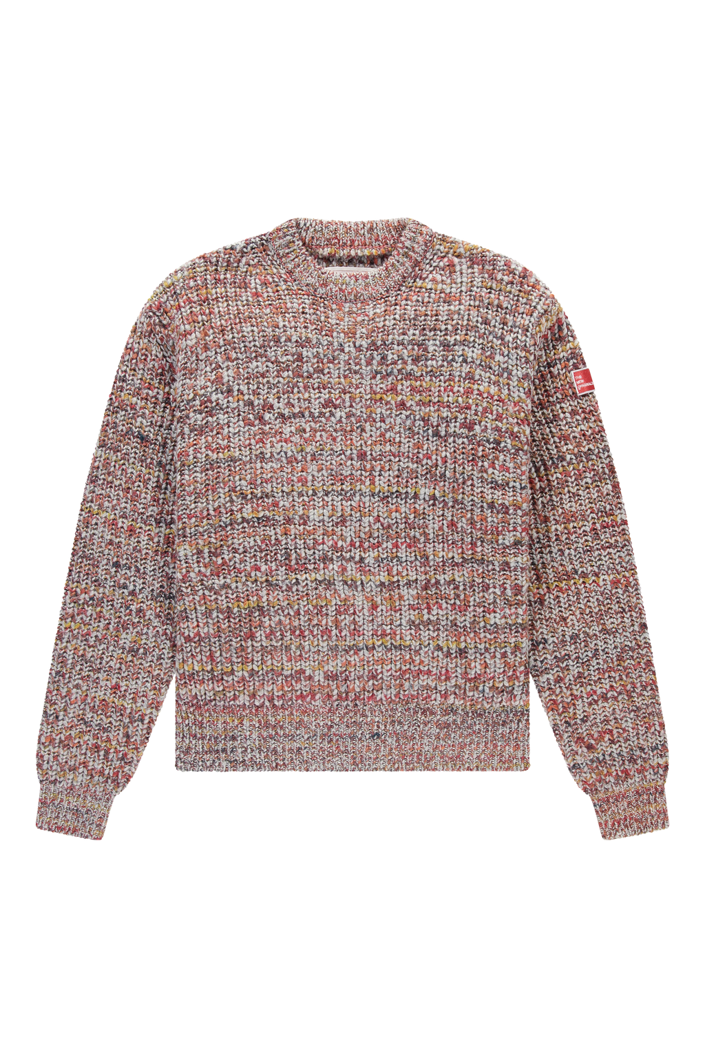 Fisherman Rib Knit Crewneck Multicolored Red