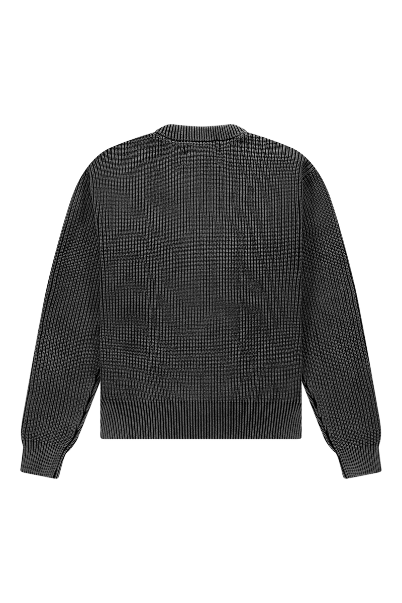Fisherman Rib Knit Crewneck | Black