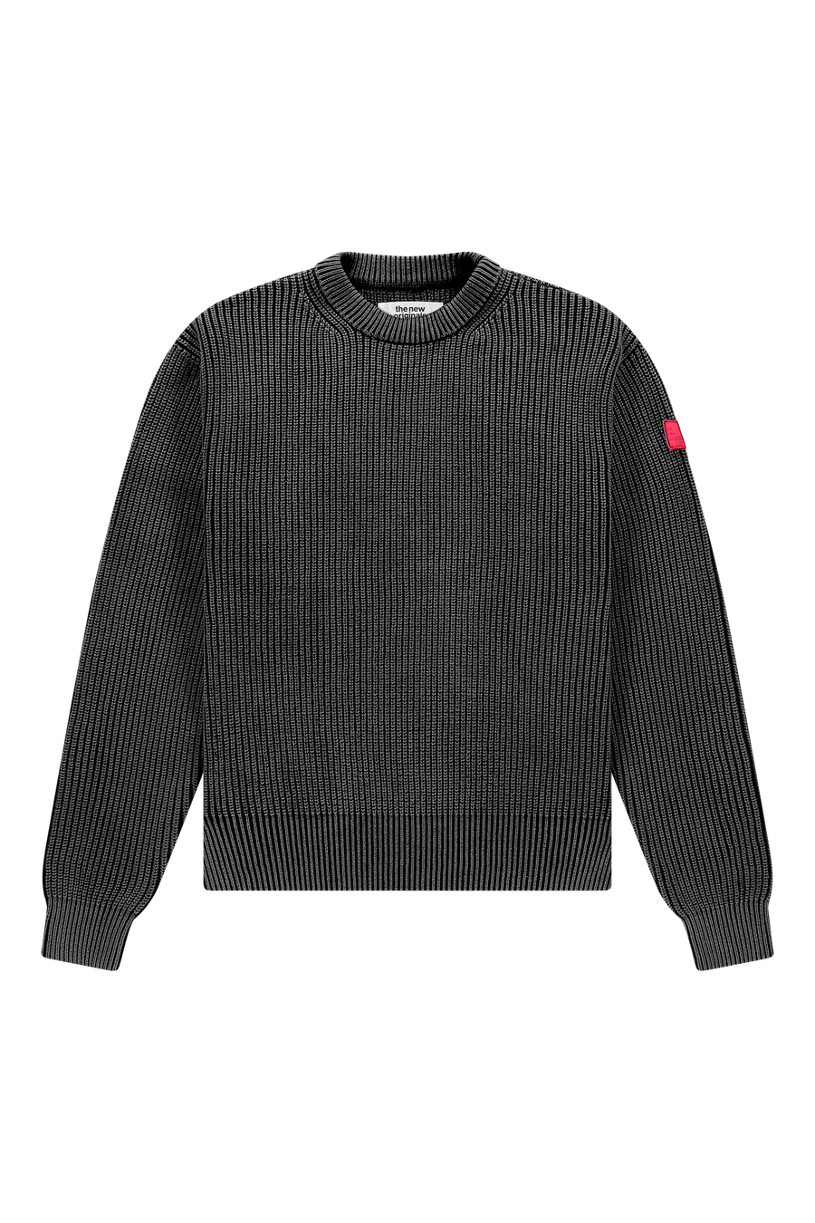 Fisherman Rib Crewneck Black Front-1
