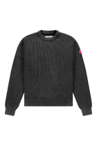 Fisherman Rib Knit Crewneck | Black