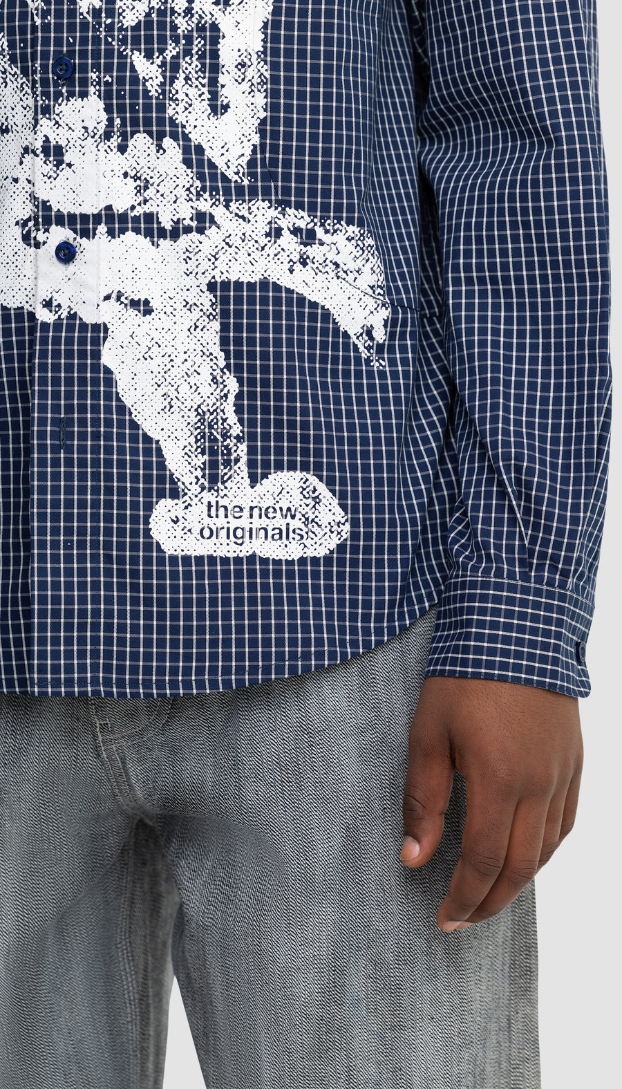 Lion Button Shirt Check Blue