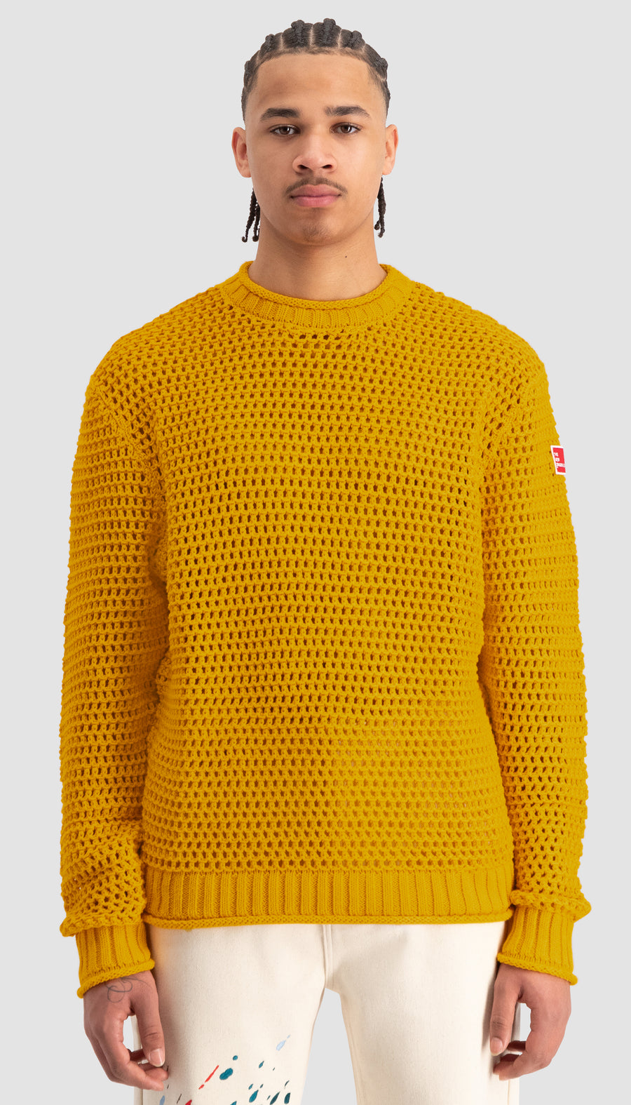 Open Knit Crewneck Gold Fusion
