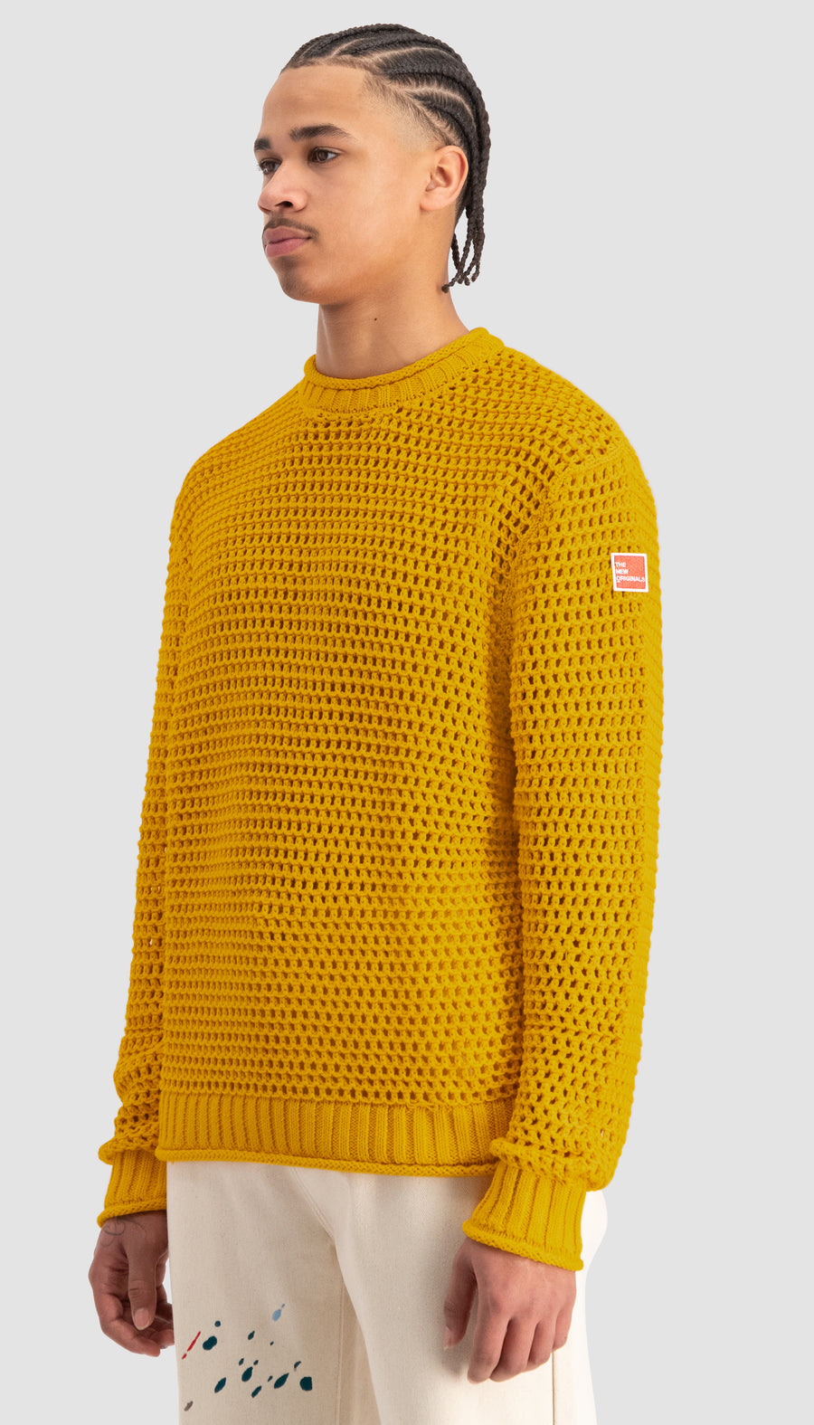 Open Knit Crewneck Gold Fusion