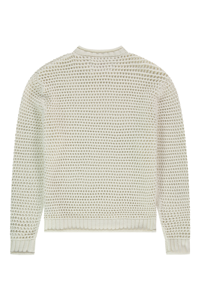 Open Knit Crewneck White Alyssum