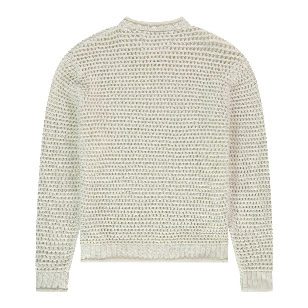Open Knit Crewneck White Alyssum