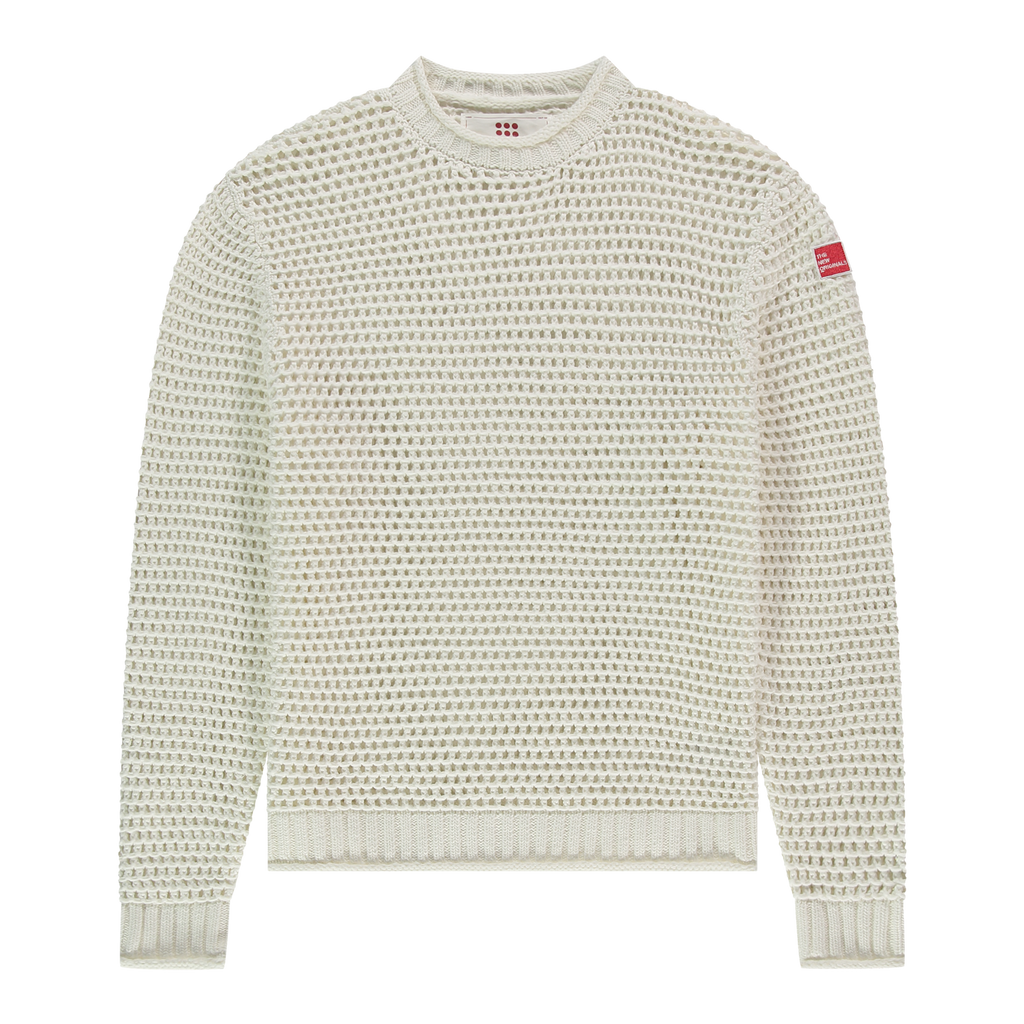 Open Knit Crewneck White Alyssum