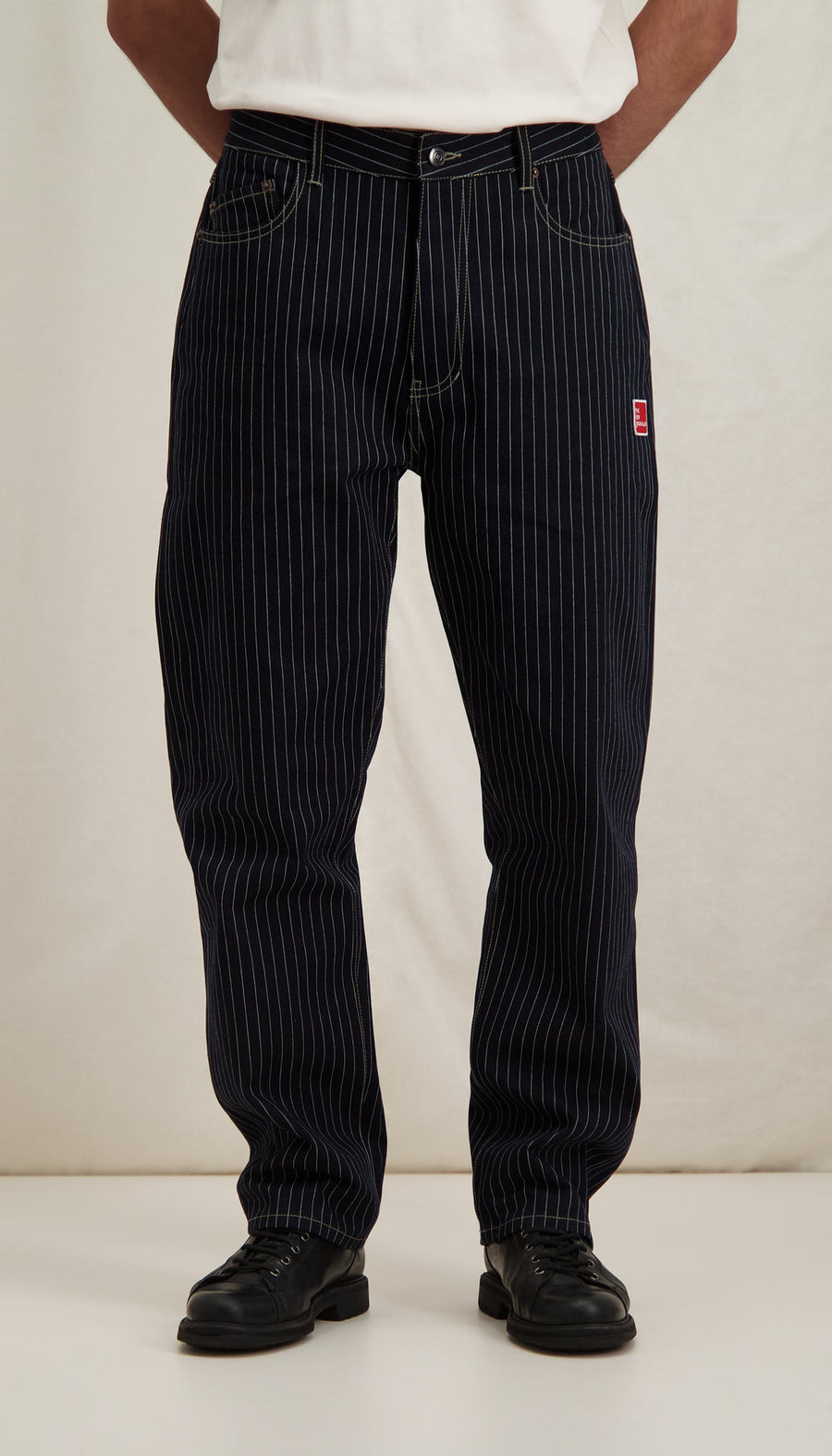 9-Dots Relaxed Jeans Pinstripe Navy