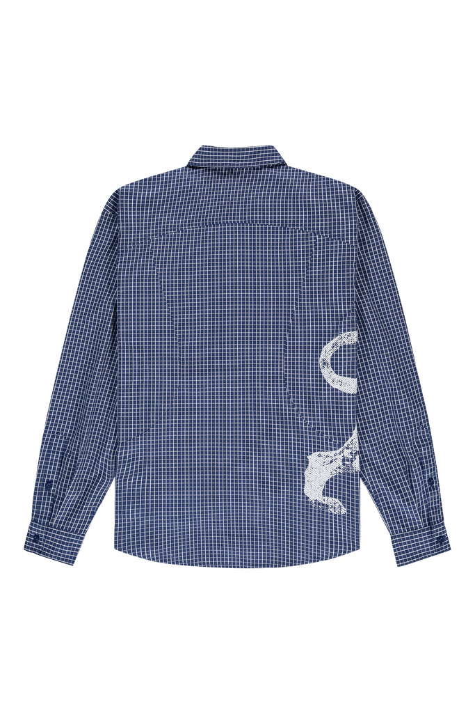 Lion Button Shirt Check Blue